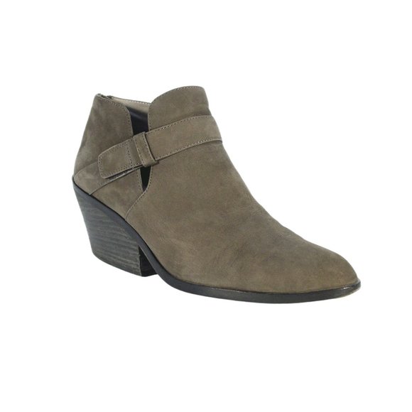 EILEEN FISHER Ives $280 Grey Suede Block Heel Strap Booties Women's 11 - Picture 2 of 11